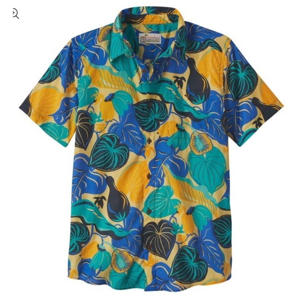 Patagonia Shirt Mens XXL Malihini Pataloha Hawaiian E Imiola Oat White Party